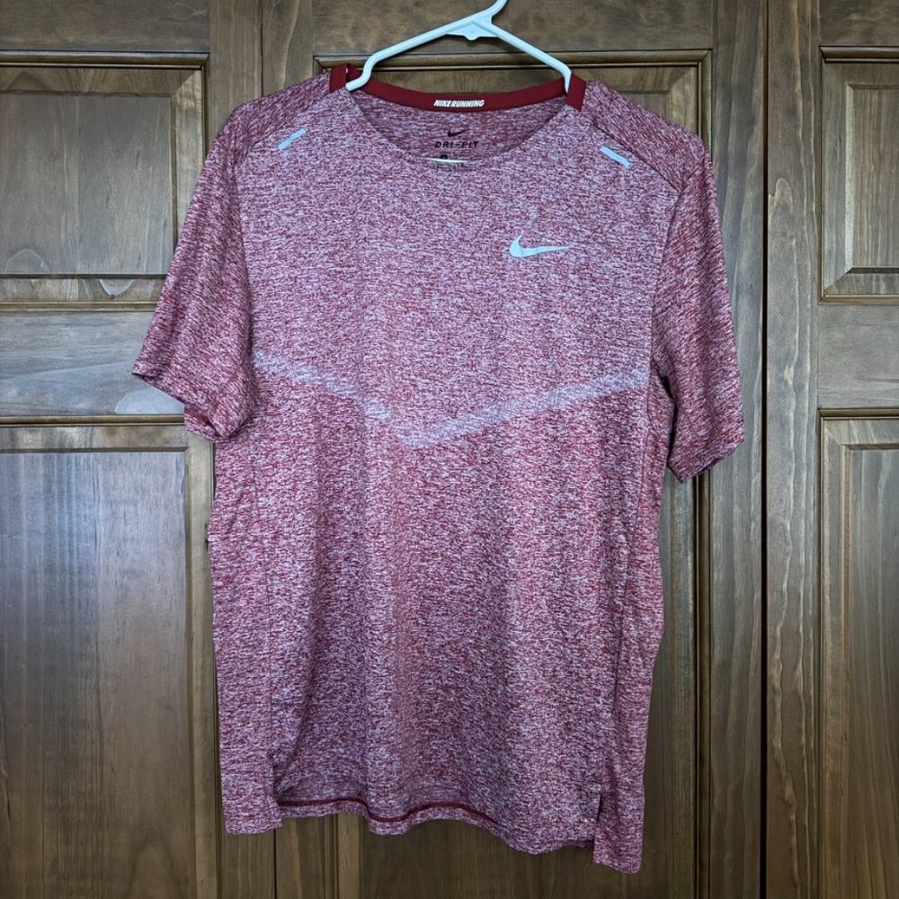 Nike Dri-FIT Rise 365 Running Top — Men’s Performance Tee, Size Medium, Red